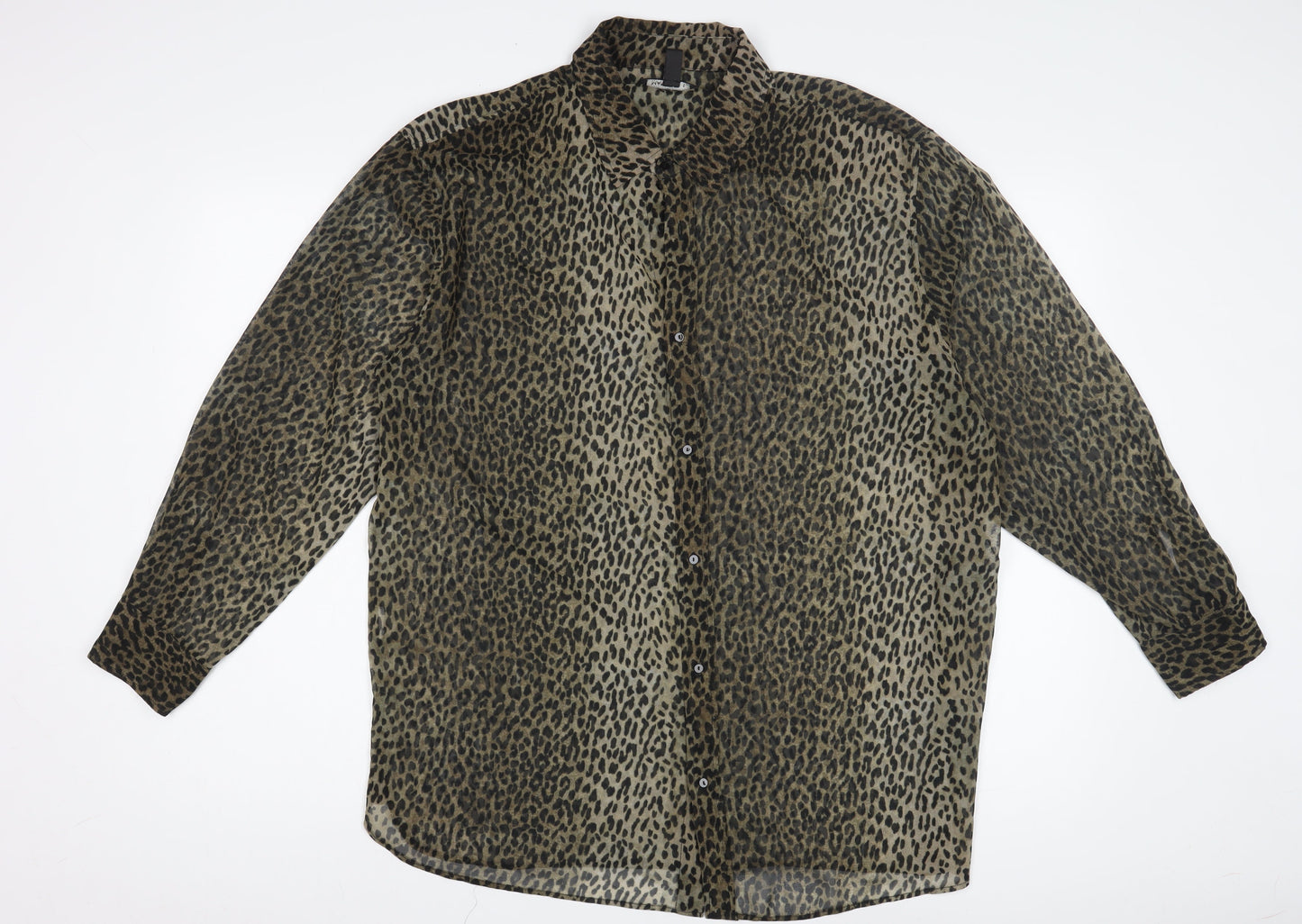 Mango Women's Brown Animal Print Button-Up Shirt