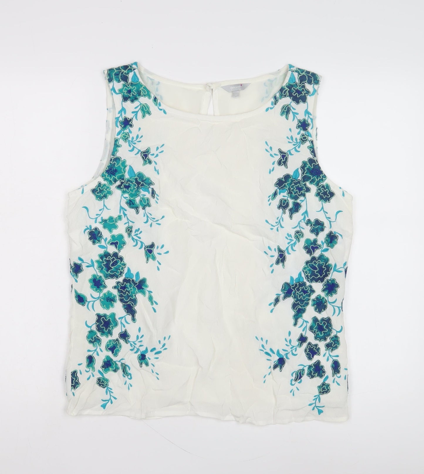 Marks and Spencer Women's Ivory Floral Tank Top Size 12