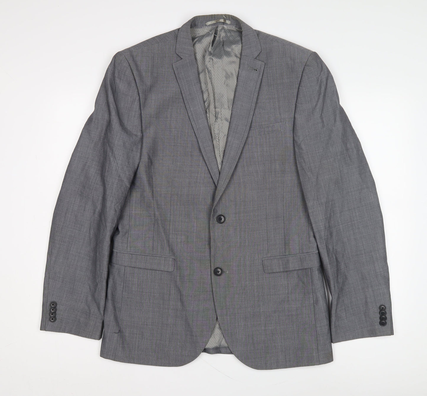 Next Men's Grey Blazer, Size 40R, Wool-Blend, Formal