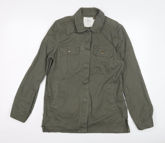 H&M Women's Green Military Jacket, Size 6, Cotton
