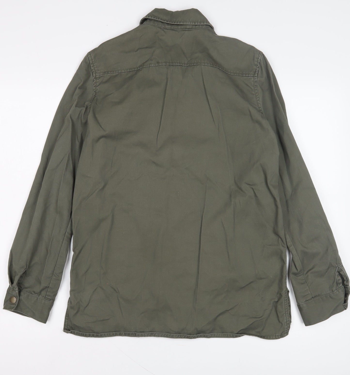H&M Women's Green Military Jacket, Size 6, Cotton
