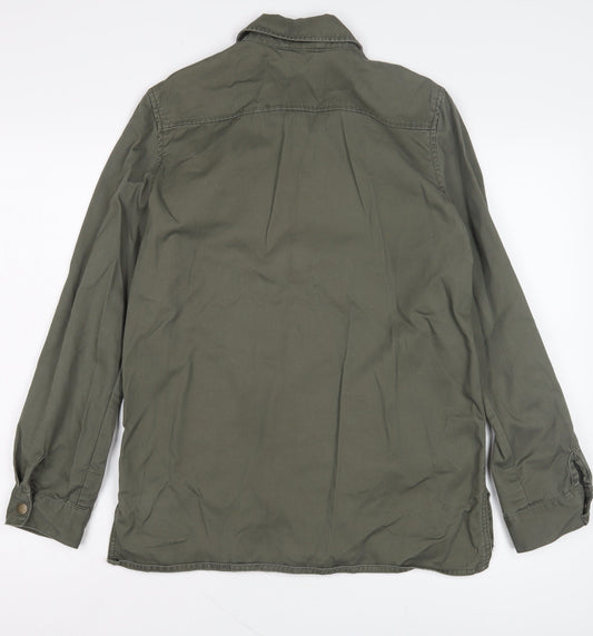 H&M Women's Green Military Jacket, Size 6, Cotton