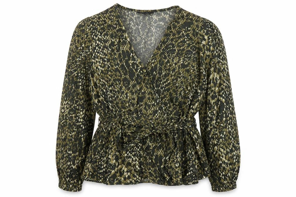 Marks and Spencer Women's Green Animal Wrap Blouse Size 16