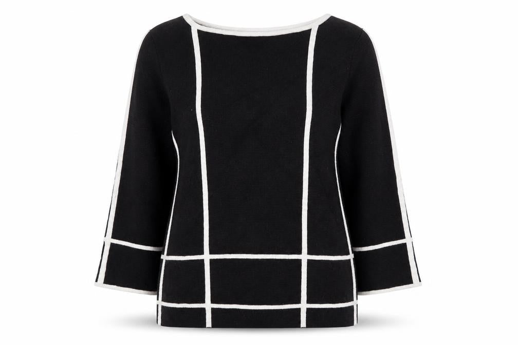 Principles Women's Black Check Boat Neck Jumper Size 16