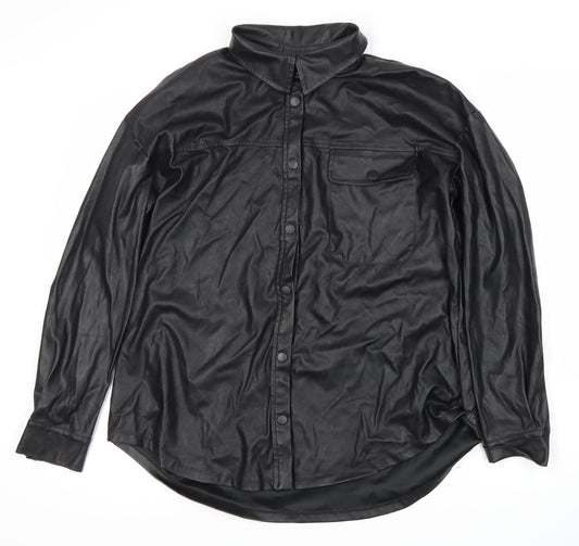 ASOS Women's Black Snap Button Coat Size 8