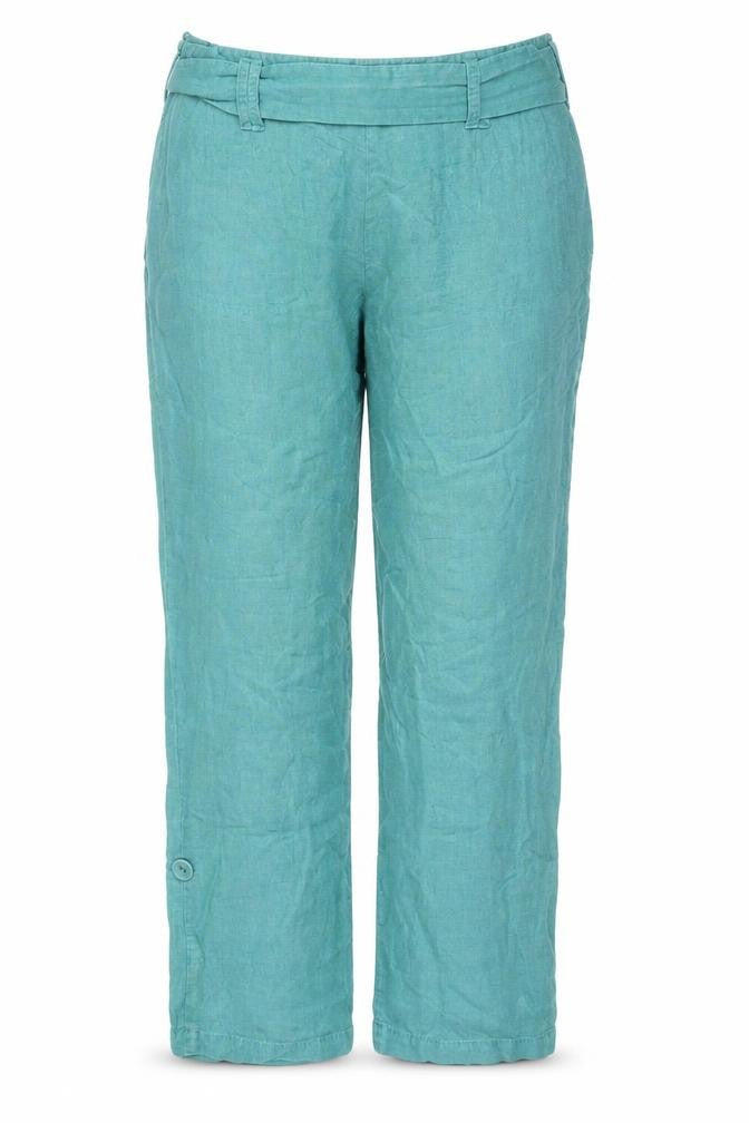 Front view of Principles Women's Green Linen Trousers, size 12