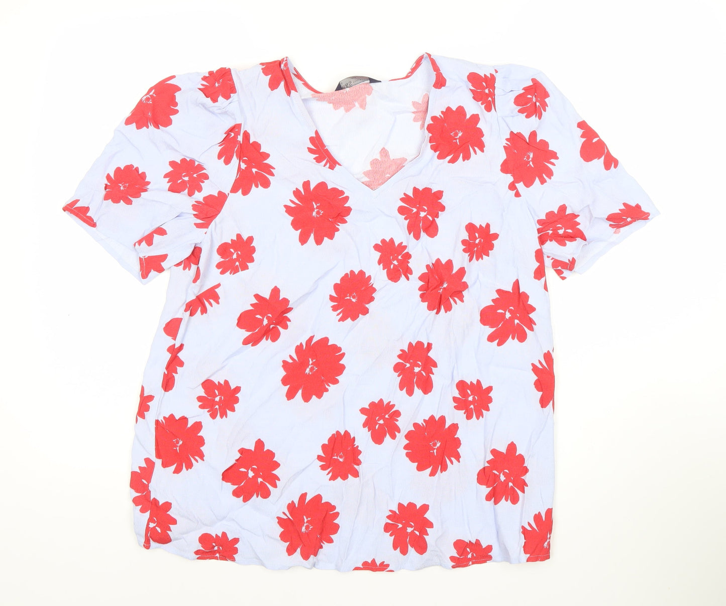 Marks and Spencer Women's Blue Floral T-Shirt