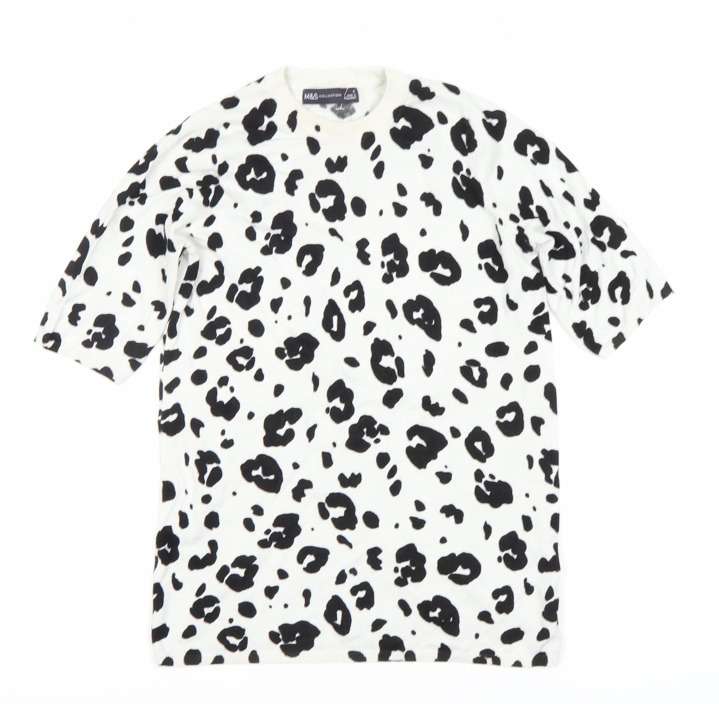 Marks and Spencer Women's Animal Print T-Shirt - Black, Size S