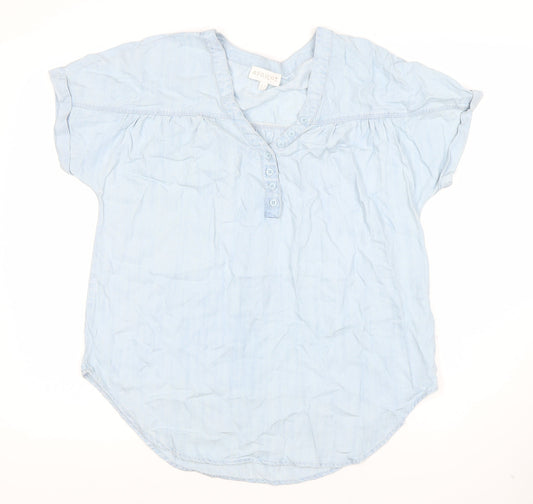 Apricot Women's Blue Button-Up Henley Top Size 10