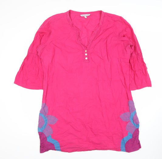 Fat Face Women's Pink Tunic Blouse, Size 16, 100% Cotton