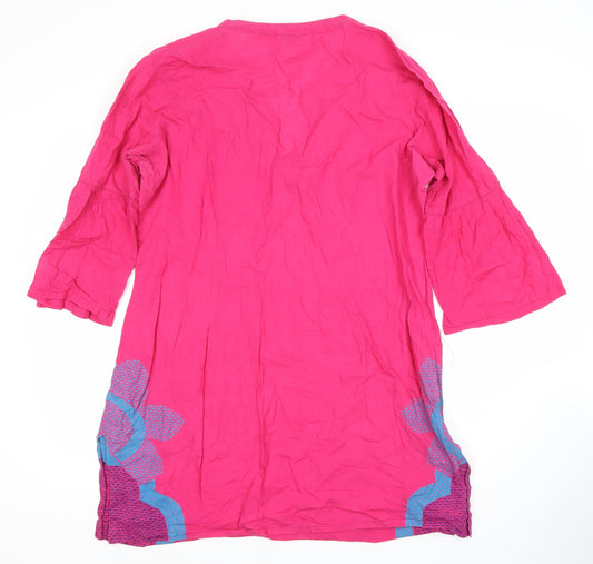 Fat Face Women's Pink Tunic Blouse, Size 16, 100% Cotton