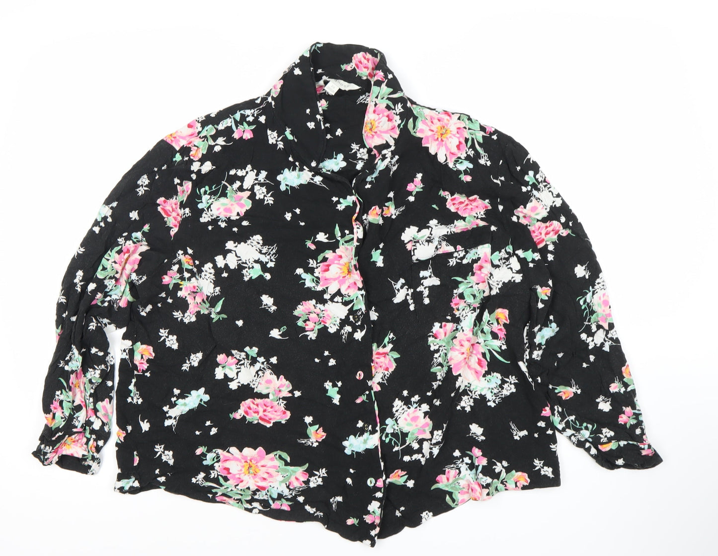 Marks and Spencer Women's Floral Blouse, Size 20, Black