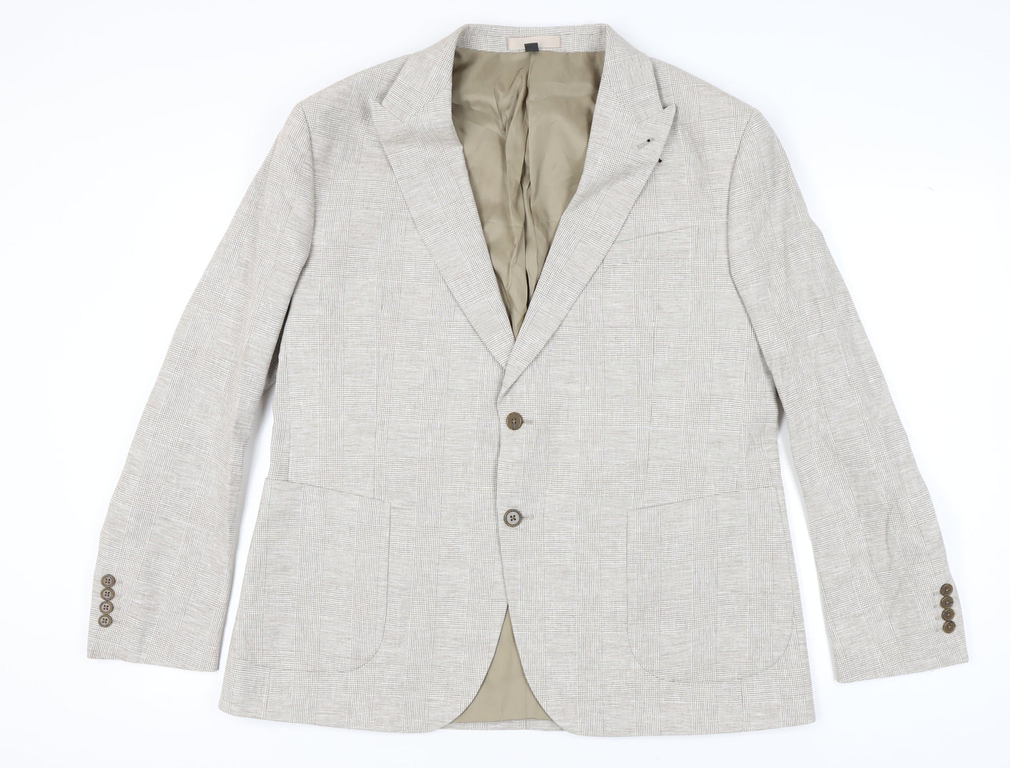 Marks and Spencer Men's Beige Check Blazer, 3XL