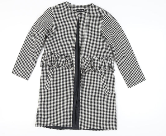 PrettyLittleThing Women's Black Check Coat Size 6