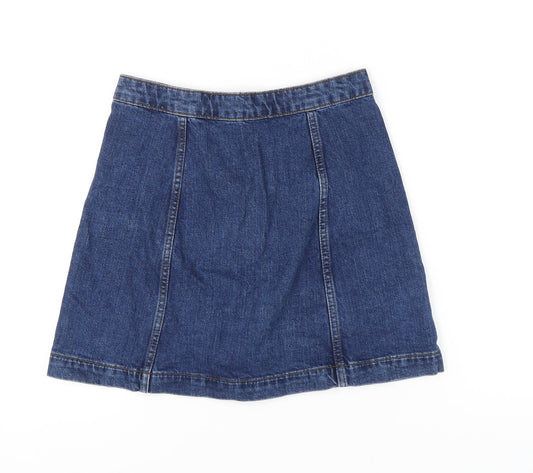 Topshop Women Blue Denim Button Short Skirt Size 10