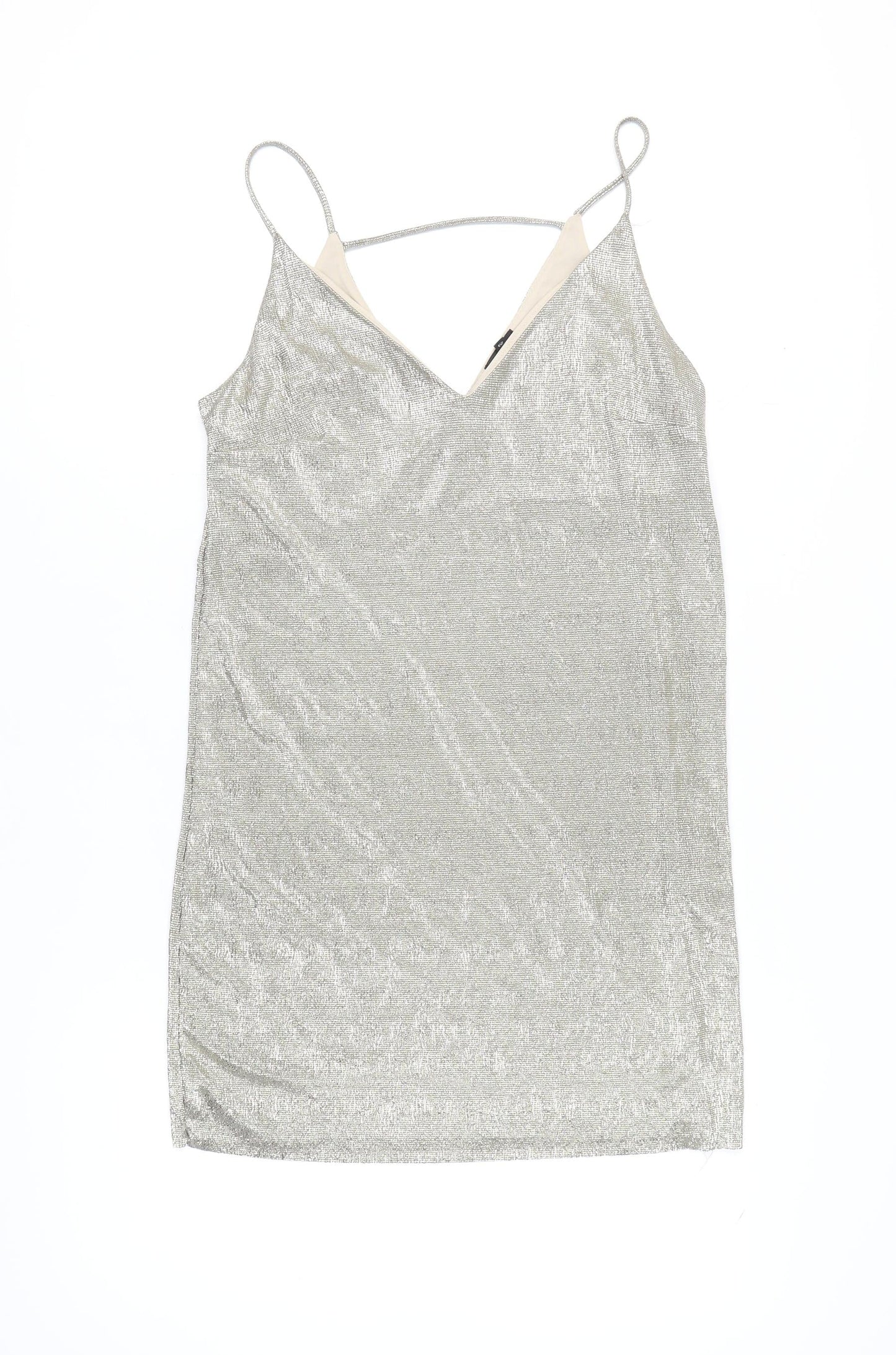 River Island Women's Silver Slip Dress Size 10