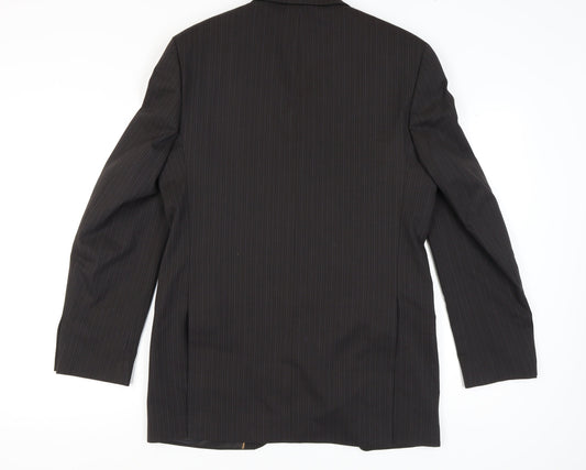 Next Men's Black Striped Blazer 40L Long Jacket