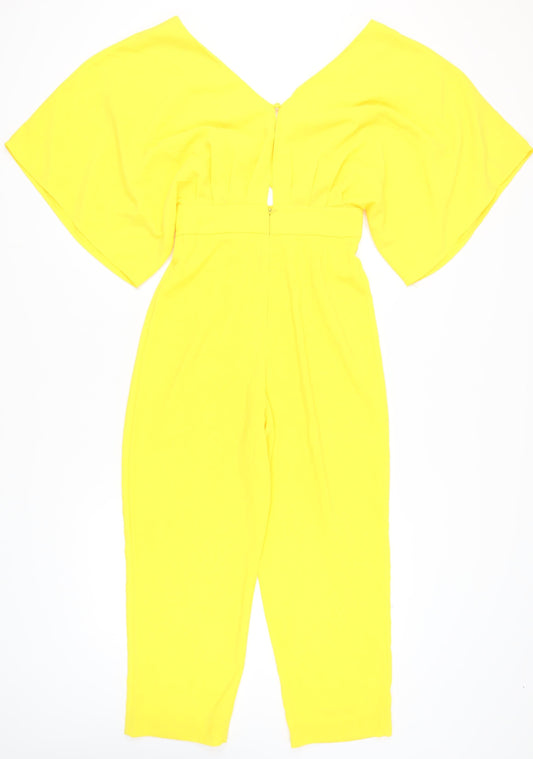 ASOS Women's Yellow Jumpsuit, Size 8, V-Neck Flutter Sleeve