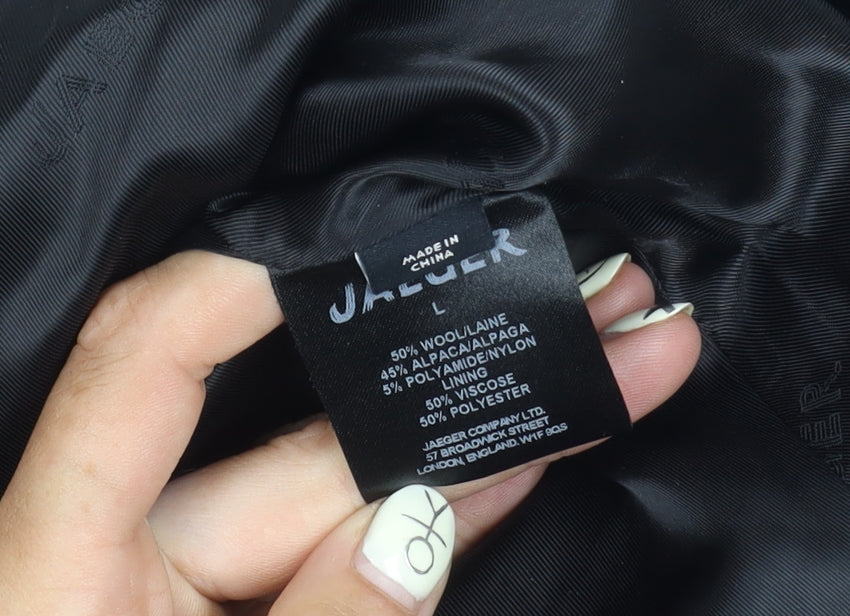 Jaeger Women's Black Wool Coat, L, Mid-Length