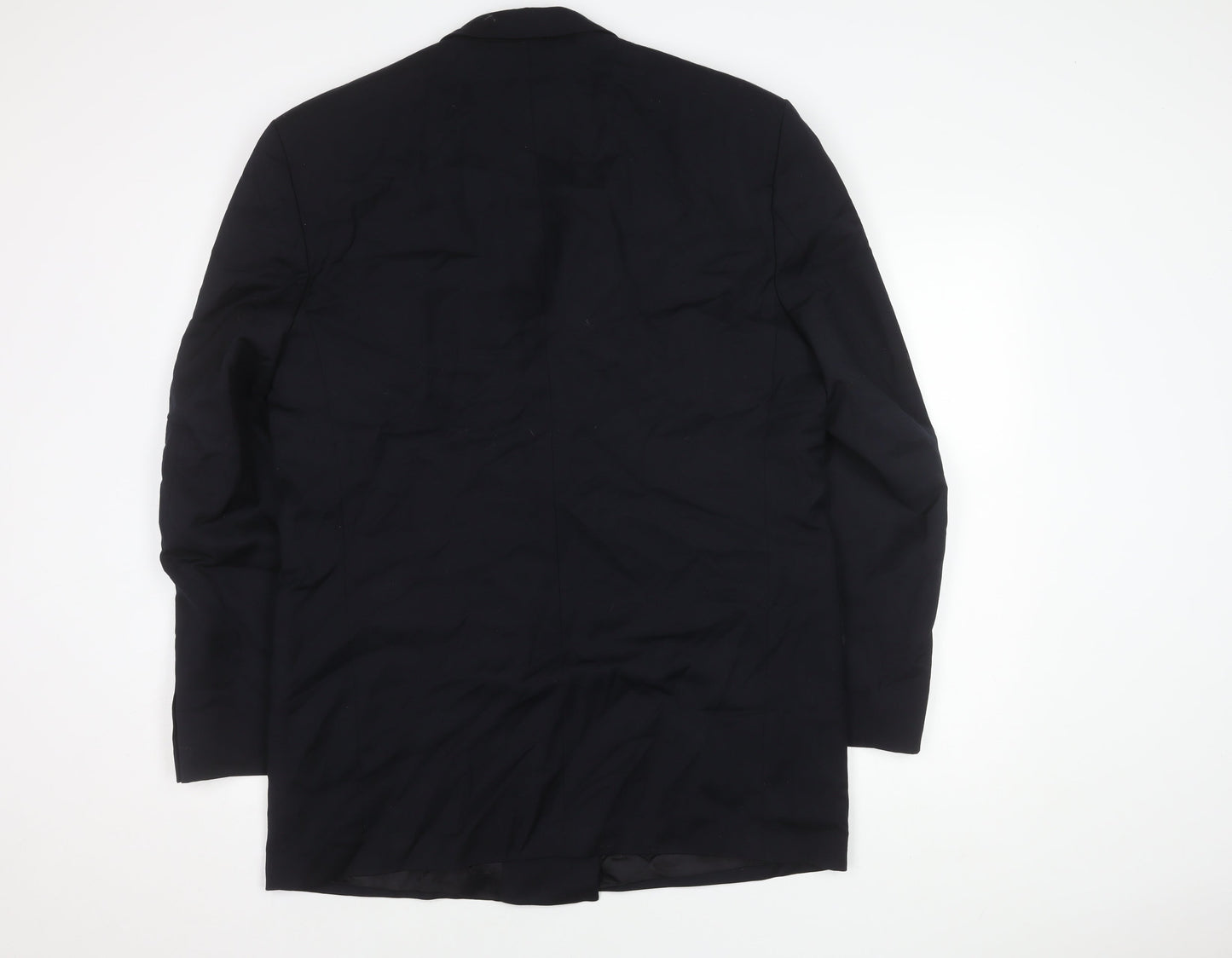 Pierre Cardin Men's Black Long Wool Blazer 42L Double-Breasted