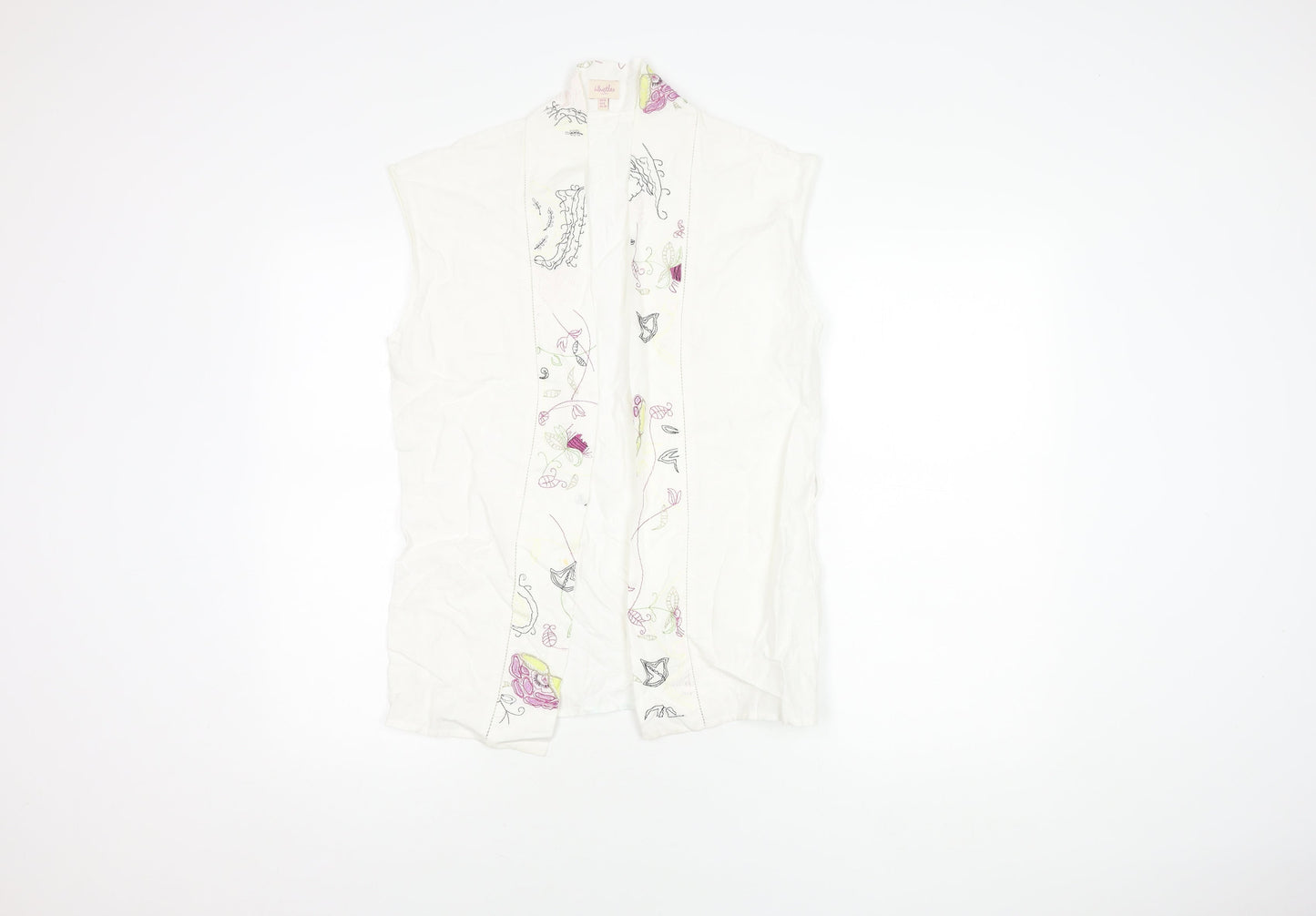 Whistles Women's White Floral Linen Blouse, Size 10