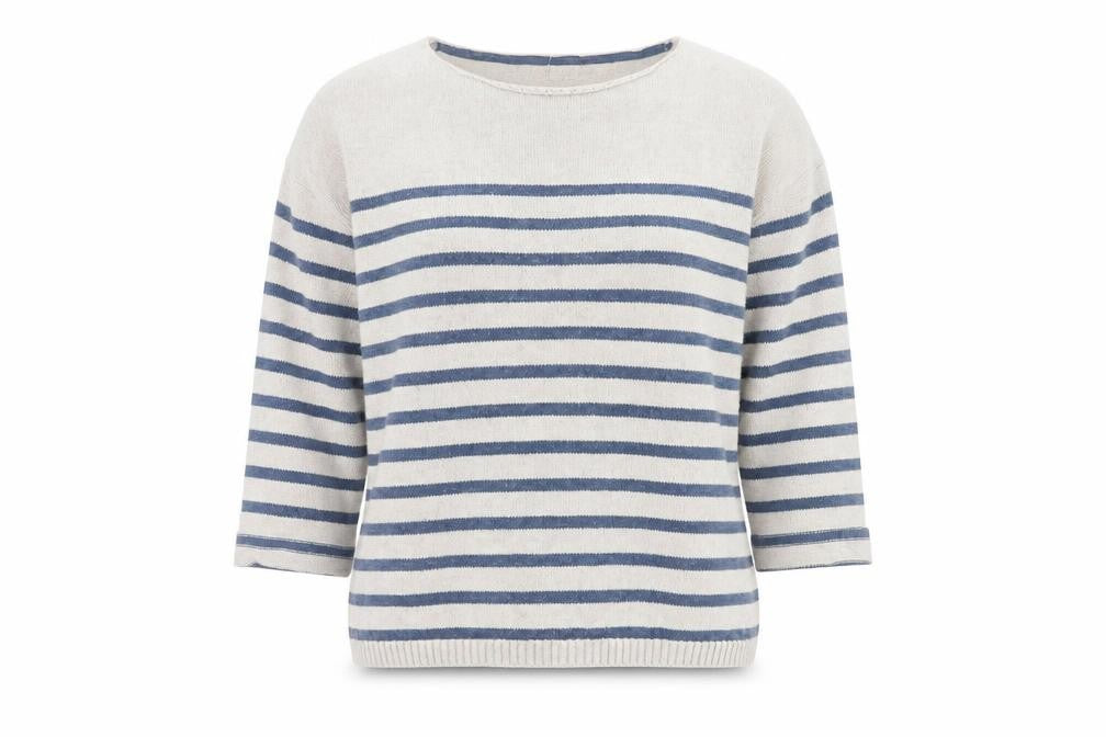 FatFace Women's Ivory & Blue Striped Pullover, Size 12