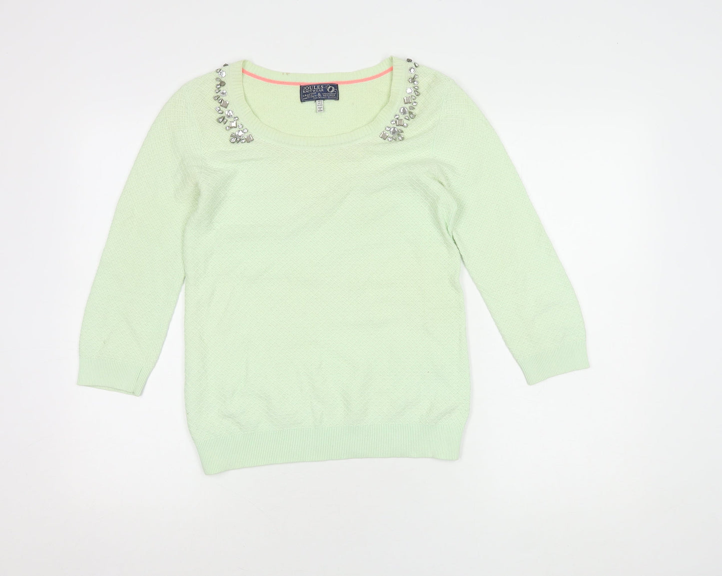 Joules Women's Green Knit Jewel Jumper Size 8