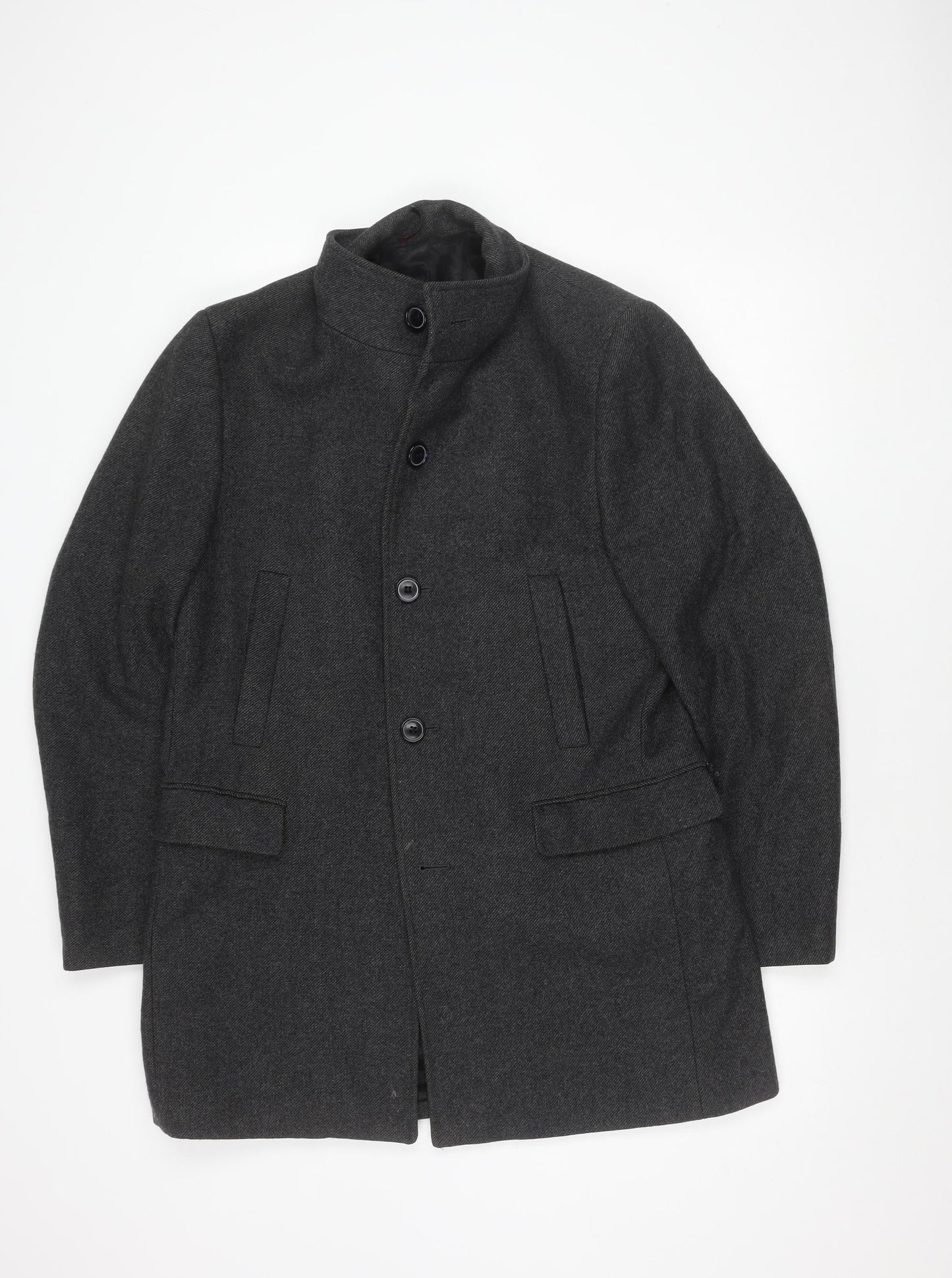 Mario Conti Men’s Grey Coat Size 50 Button Accent