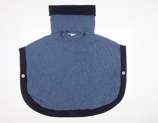 White Stuff Blue Cable-Knit Cape Women's One Size