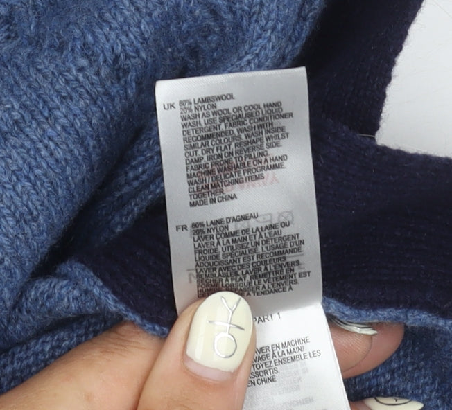 White Stuff Blue Cable-Knit Cape Women's One Size