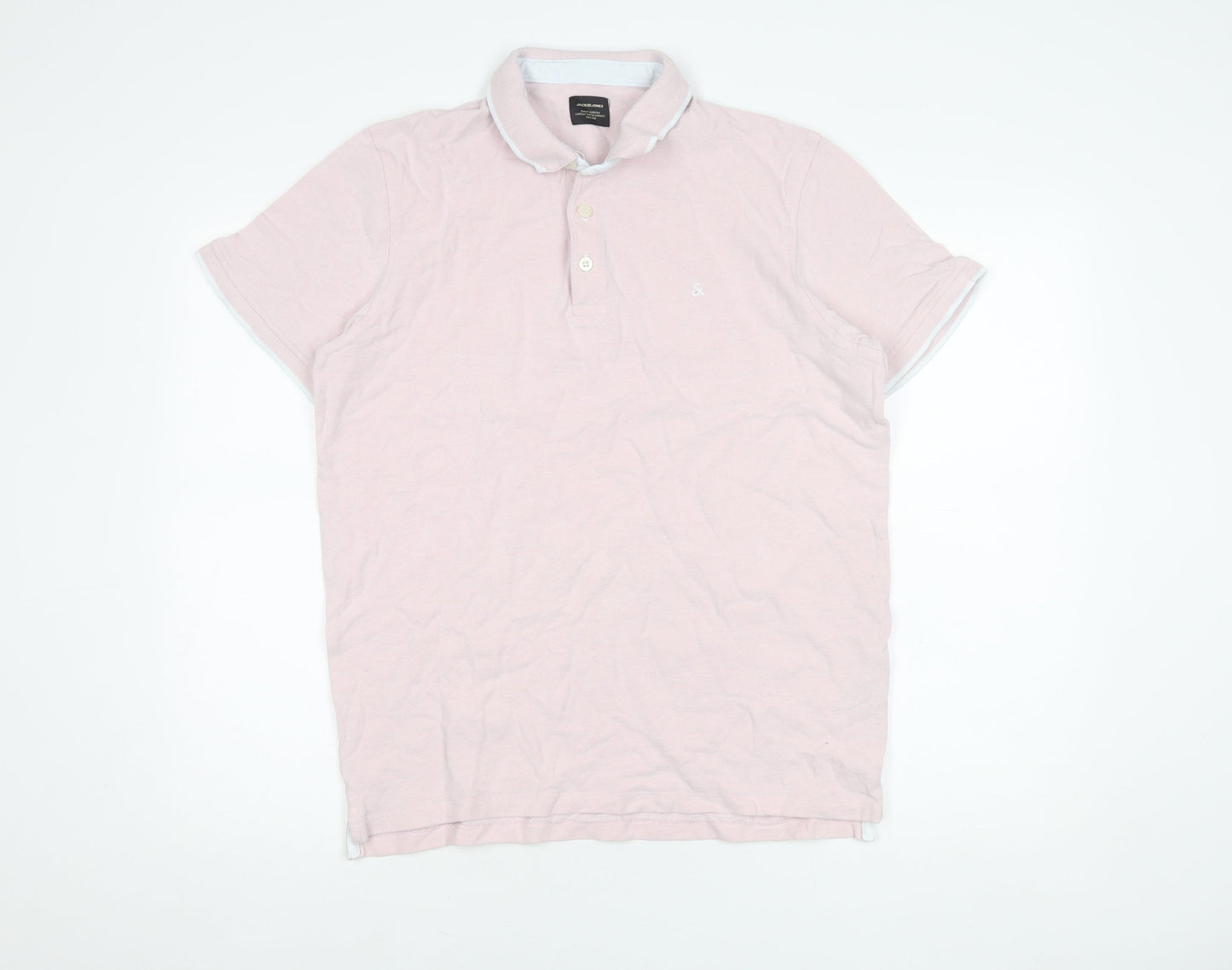 Jack & Jones Men's Pink XL Polo Shirt - Cotton Casual Wear