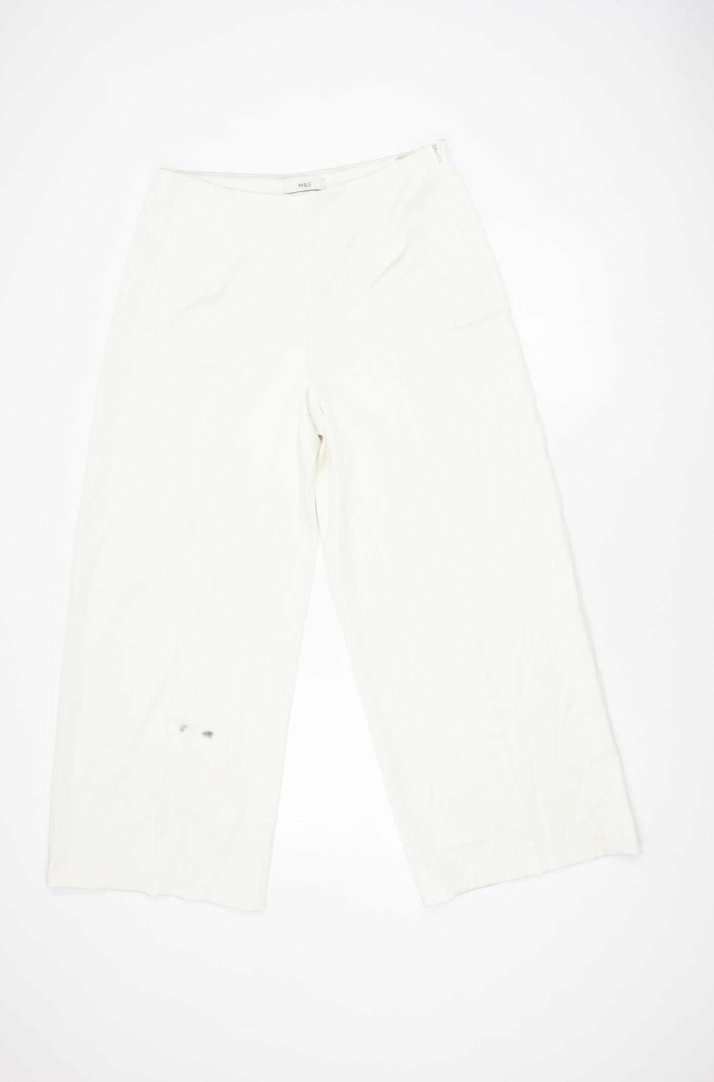 Marks and Spencer Ivory Straight Trousers Size 14 Women