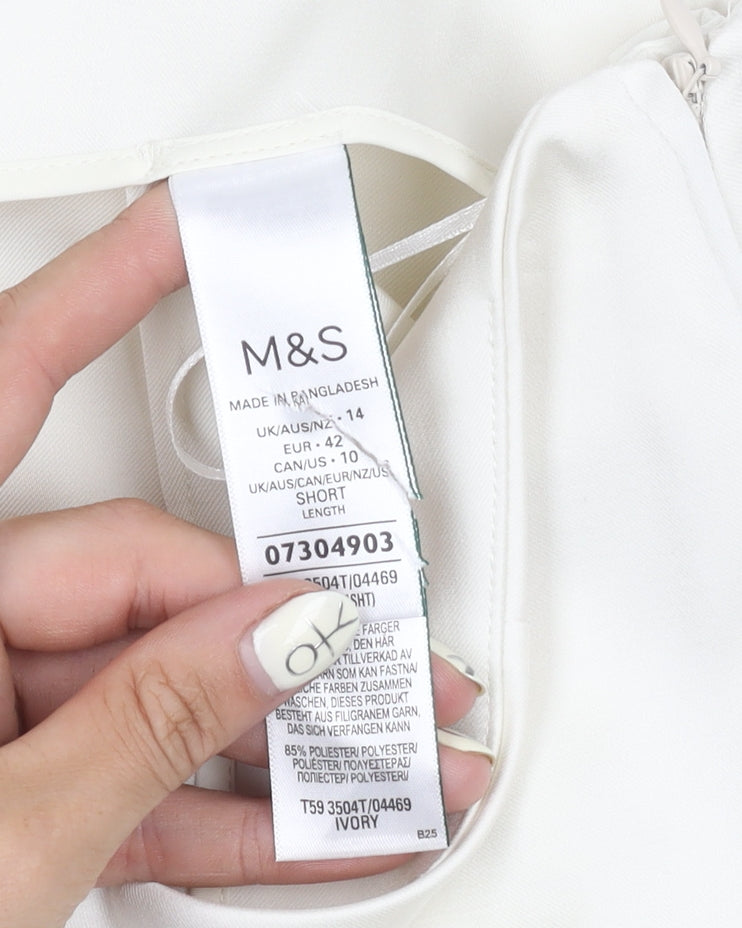 Marks and Spencer Ivory Straight Trousers Size 14 Women