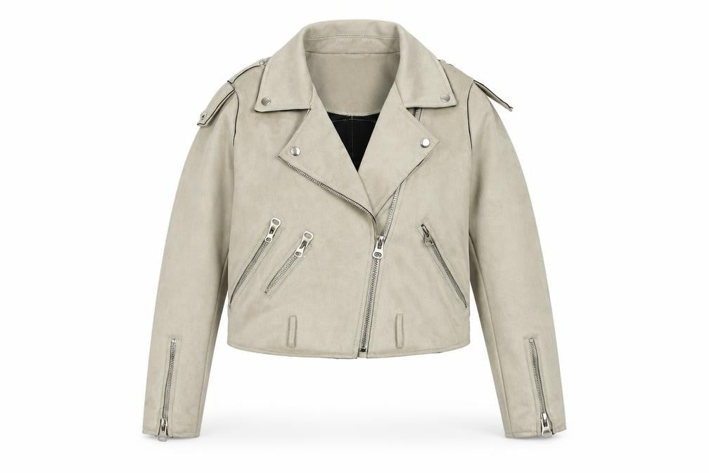 Details Basic Women's Grey Biker Jacket Size R