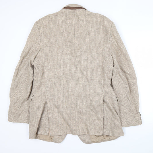 St Michael Men's Beige Wool Blazer Jacket 46 Long
