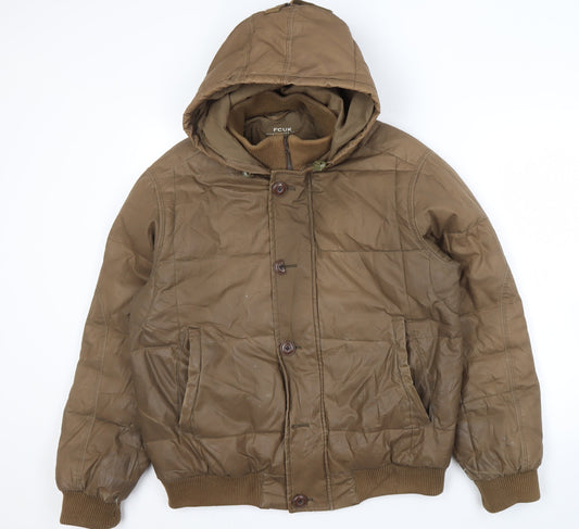 FCUK Men's Brown Puffer Jacket Size M