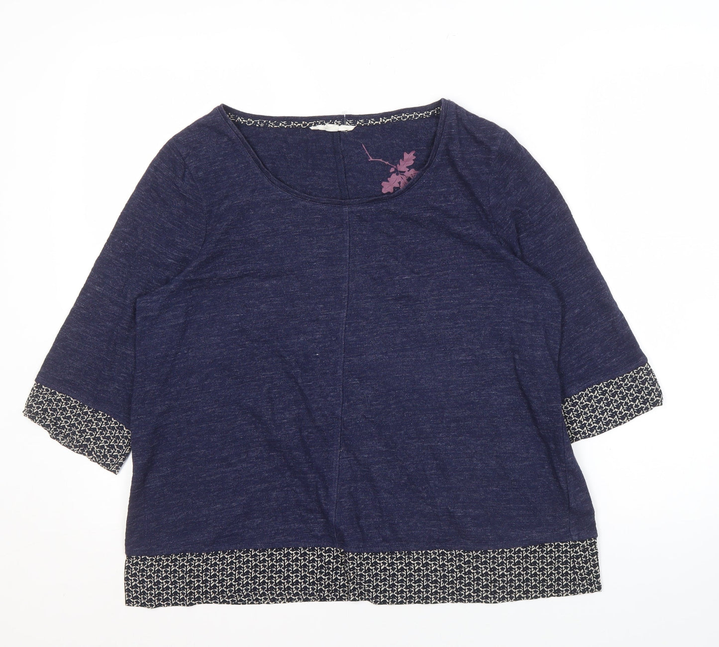 White Stuff Women's Blue Tunic, Size 14, Casual 3/4 Sleeve