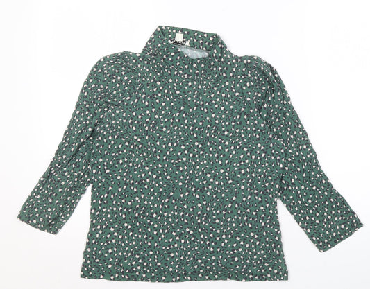 Whistles Women's Green Animal Print High Neck Top