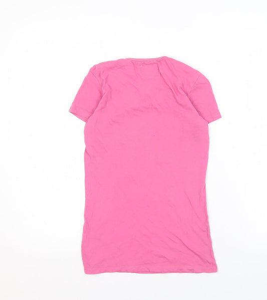 Retro Jeans Women's Pink Cotton T-Shirt, Size S