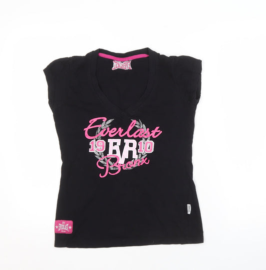 Everlast Women's Black V-Neck T-Shirt Size 8
