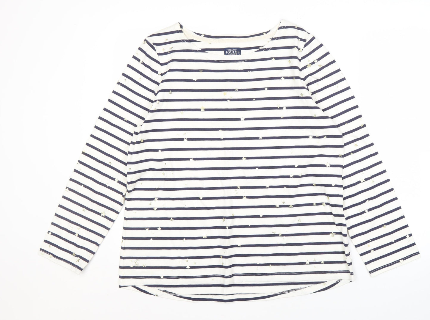 Joules Women’s White Striped Boat Neck T-Shirt UK 16