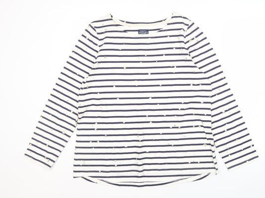 Joules Women’s White Striped Boat Neck T-Shirt UK 16