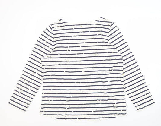 Joules Women’s White Striped Boat Neck T-Shirt UK 16