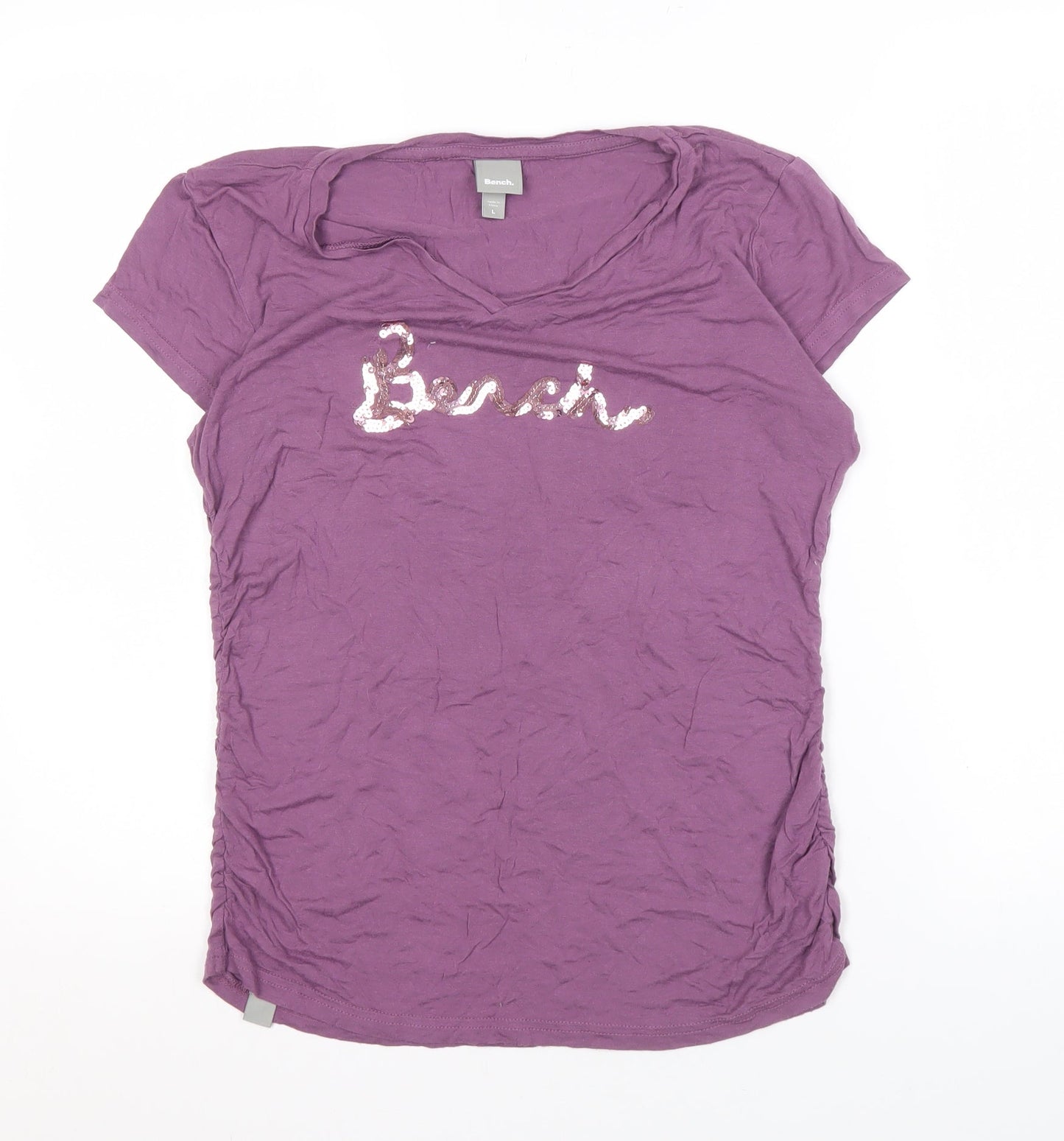Bench Women's Purple Sequin T-Shirt - Size L