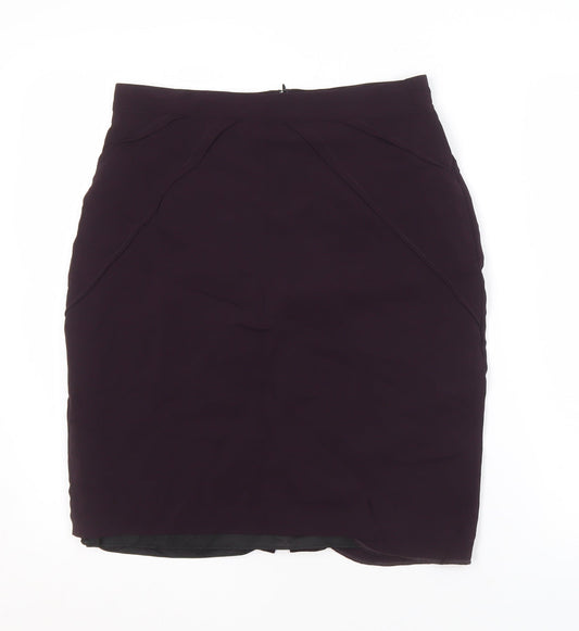 Reiss Women Purple Pencil Skirt UK 12 Viscose Blend
