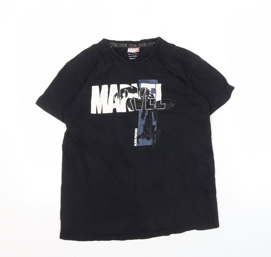 Marvel Boys Black Panther T-Shirt, Black 11 Years, Graphic Logo