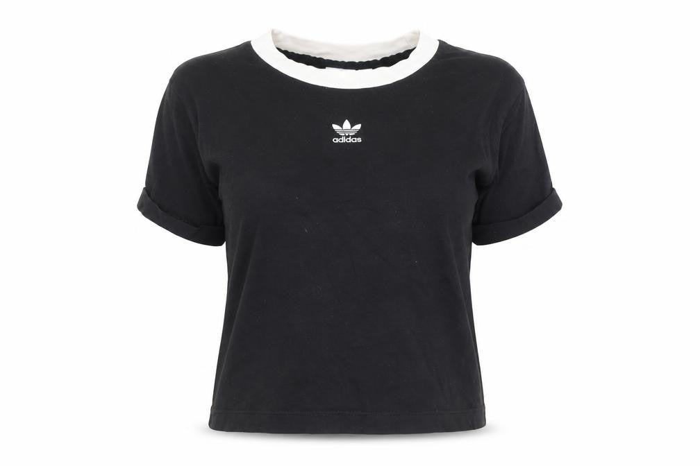 Womens UK Size 8 adidas Black 100% Cotton T-Shirt