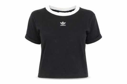 Womens UK Size 8 adidas Black 100% Cotton T-Shirt