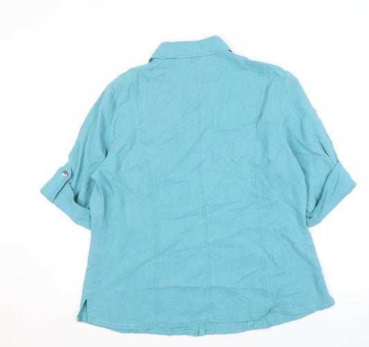 Viyella Women's Blue Button-Up Shirt Size 14
