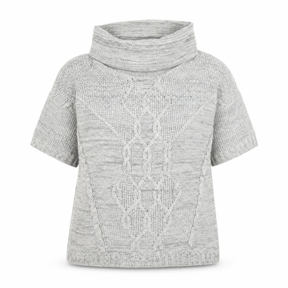 Oasis Women's Grey Cowl Neck Cable-Knit Pullover